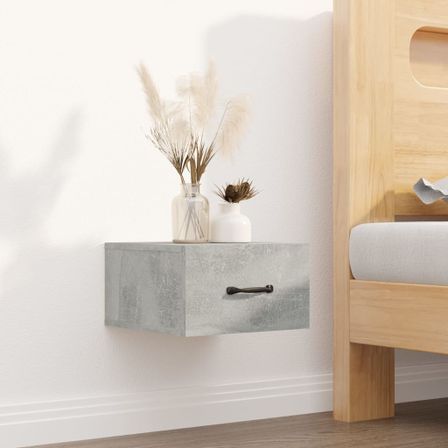Table de chevet murale Gris béton 35x35x20 cm