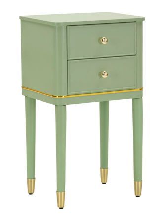 Table de chevet verte avec finitions dorées Letta