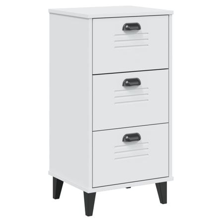 Table de chevet VIKEN blanc bois de pin solide