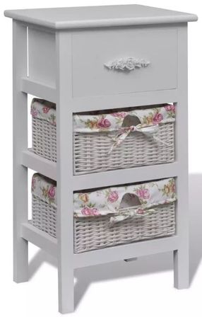 Table de chvet 3 tiroirs bois blanc Frenchy