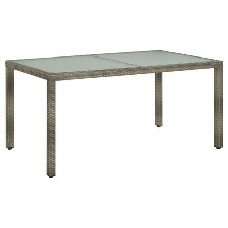 Table de jardin 150x90x75 cm Verre trempé et poly rotin Gris
