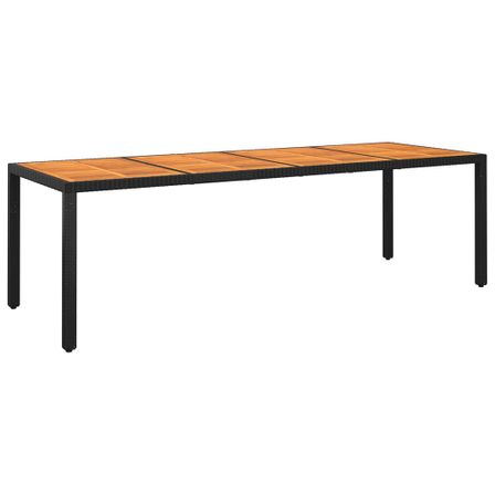 Table de jardin 250x100x75 cm Acacia et résine tressée Noir