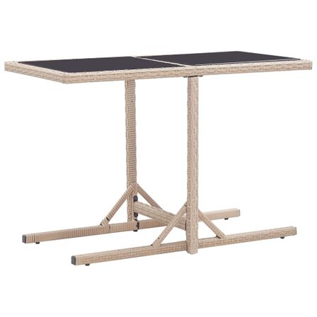 Table de jardin Beige 110x53x72 cm Verre et résine tressée
