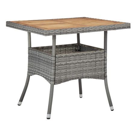 Table de jardin carrée acacia et résine tressée grise Viva 2