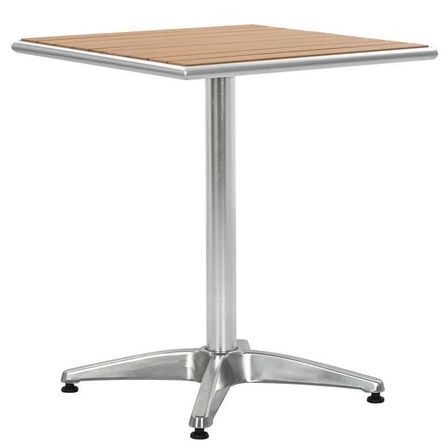 Table de jardin carrée WPC marron et métal argenté Taoni