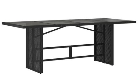 Table de jardin dessus en verre noir 190x80x74cm résine tressée