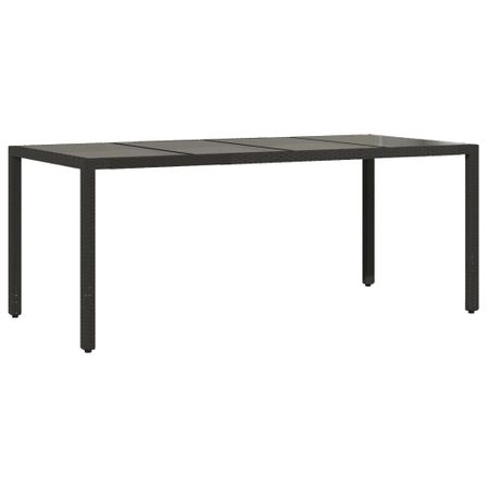 Table de jardin dessus en verre Noir 190x90x75cm Résine tressée