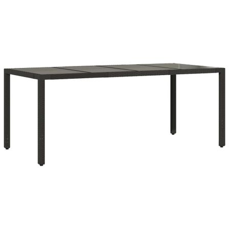 Table de jardin dessus en verre Noir 190x90x75cm Résine tressée