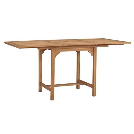 Table de jardin extensible teck massif clair Kounjo 110/160cm