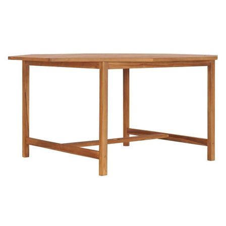 Table de jardin octogonale teck massif clair Ampiz 150 cm