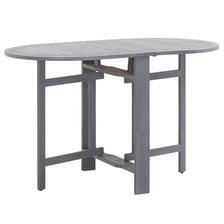 Table de jardin ovale pliable acacia massif gris Ontim 120 cm