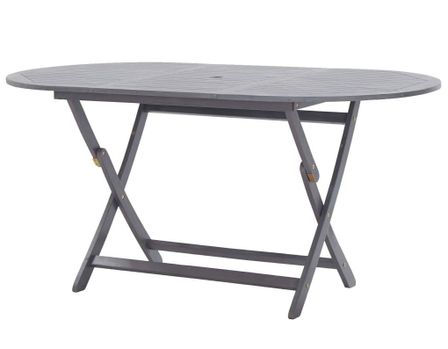 Table de jardin ovale pliable acacia massif gris Ontim 160 cm