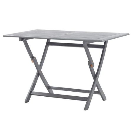 Table de jardin pliable acacia massif gris Ontim 120 cm