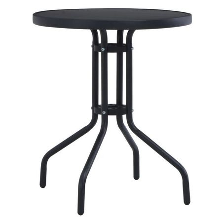 Table de jardin ronde verre et métal noir Colee
