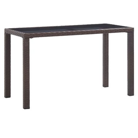 Table de jardin verre noir et résine tressée marron Wiley