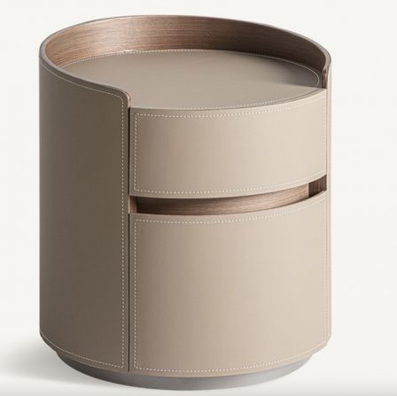 Table de nuit Kevna en simili cuir marron clair - Élégance contemporaine