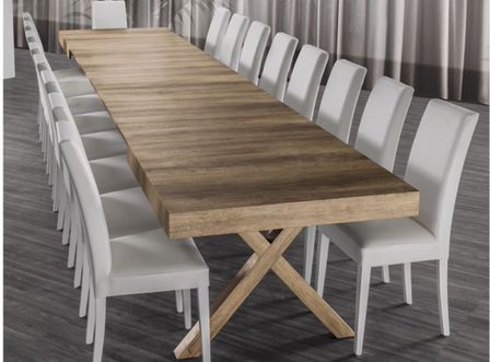 Table de repas extensible bois naturel 18 places jusqu'a 500 cm Kopar