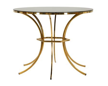 Table de salle à manger ronde en verre et métal doré Axel