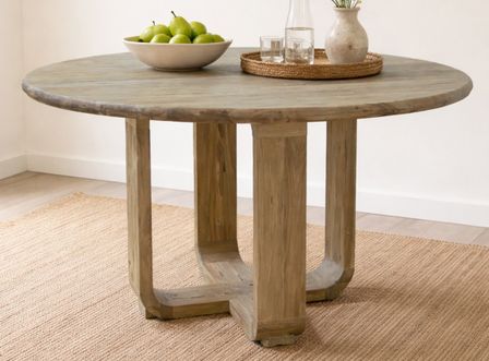 Table de salle à manger ronde teck recyclé ATLAS Ø140 cm – 6 places