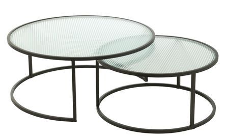 Table de salon 2 set métal noir Fanie H 38 cm