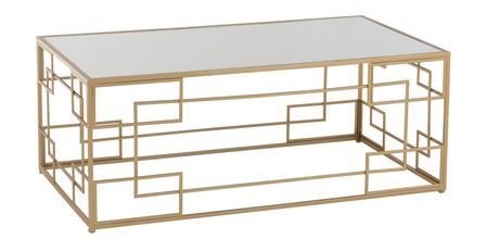 Table de salon en métal avec lignes dorées Liliana L 120 cm