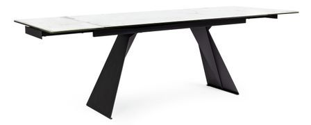 Table extensible 6 à 12 places en céramique blanche et acier noir BAKOA 160/240 cm