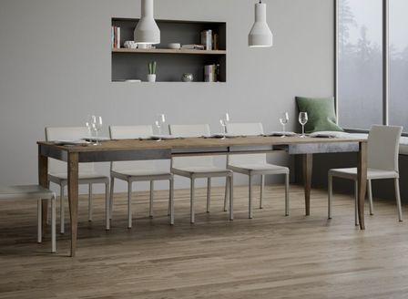 Table extensible 6 à 12 places L 160 à 264 cm bois noyer Fixano