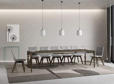 Table extensible 6 à 12 places L 160 à 264 cm bois noyer Romencia