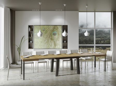 Table extensible avec pieds acier anthracite Bridy