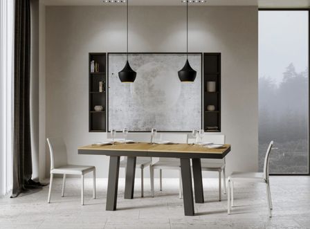 Table extensible avec pieds acier anthracite Bridy evolution