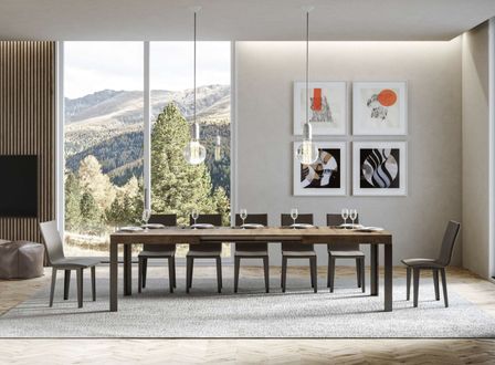 Table extensible bois pieds bois et acier anthracite Liva