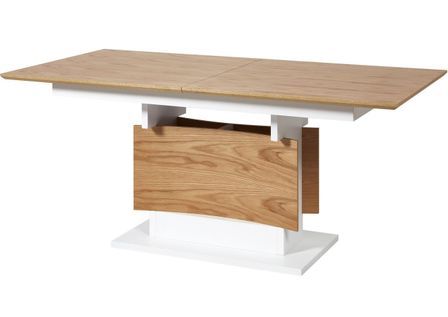 Table extensible bois chêne clair et laqué blanc Yaga 180/230 cm