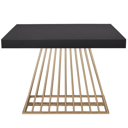 Table extensible bois noir et pieds métal doré 4 à 10 personnes L 100 à 240 cm Loïs