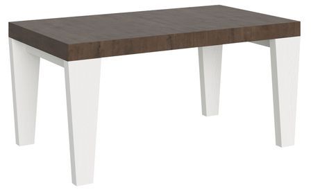 Table extensible bois noyer et pieds bois blanc 6 à 20 places Kristo 160 à 420 cm