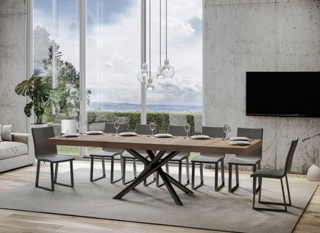 Table extensible design pieds arrondis entrelacés anthracite Zeus