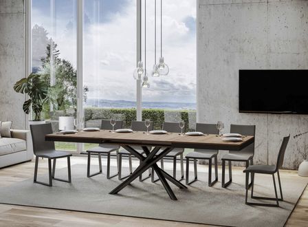 Table extensible design pieds arrondis entrelacés anthracite Zeus evolution