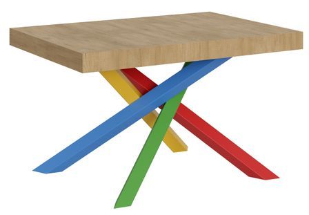 Table extensible design avec pieds entrelacés multicouleurs Artemis