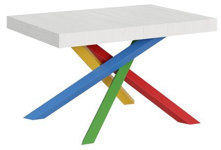 Table extensible design avec pieds entrelacés multicouleurs Artemis