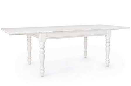 Table extensible KOLITA – Bois massif blanc patiné 150/195/240 cm