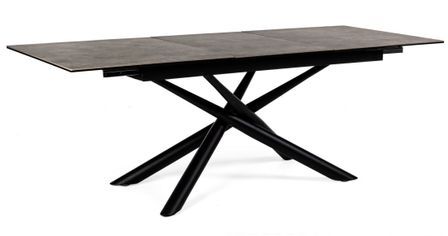 Table extensible SEYFERT 160/220 cm – Céramique marron & acier noir - 6 à 10 places