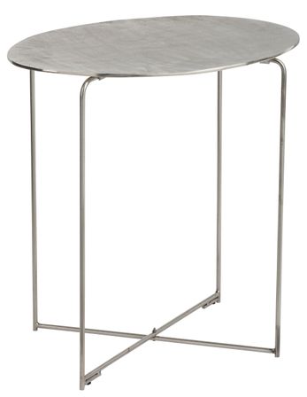 Table gigogne antique métal argent L 61 cm