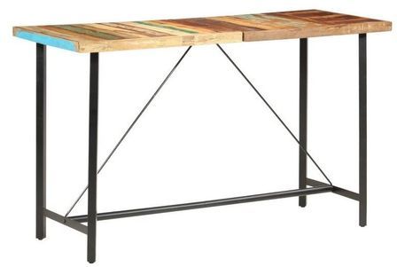 Table haute bois de récupération et pieds métal noir Reema 180 cm