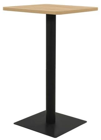 Table haute de bar bois chêne clair et pieds métal noir Riner 70 cm