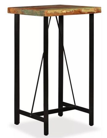 Table haute de bar bois de récupération et pieds métal noir Fender 60 cm