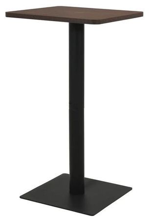 Table haute de bar bois foncé et pieds métal noir Riner 50 cm