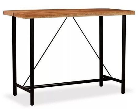 Table haute de bar bois massif et pieds métal noir Areen 150 cm