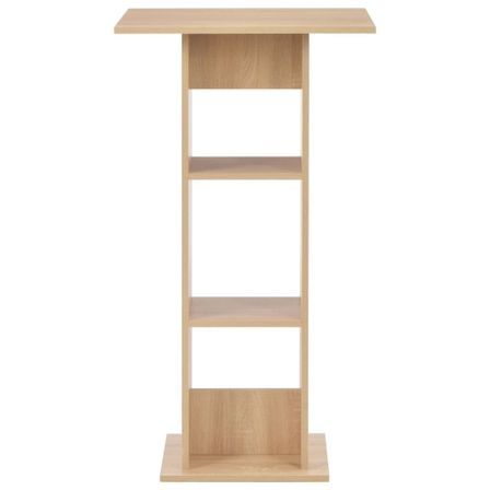 Table haute de bar carrée bois clair avec 2 étagères Keo 60
