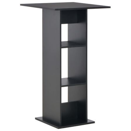 Table haute de bar carrée noir avec 2 étagères Keo 60