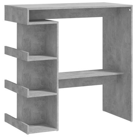Table haute de bar étagère de rangement Gris béton 100x50x101,5 cm
