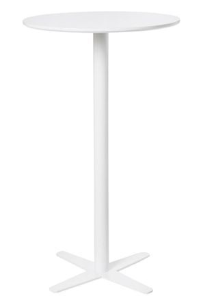 Table haute de bar ronde bois blanc et pieds acier blanc Kobila 60 cm